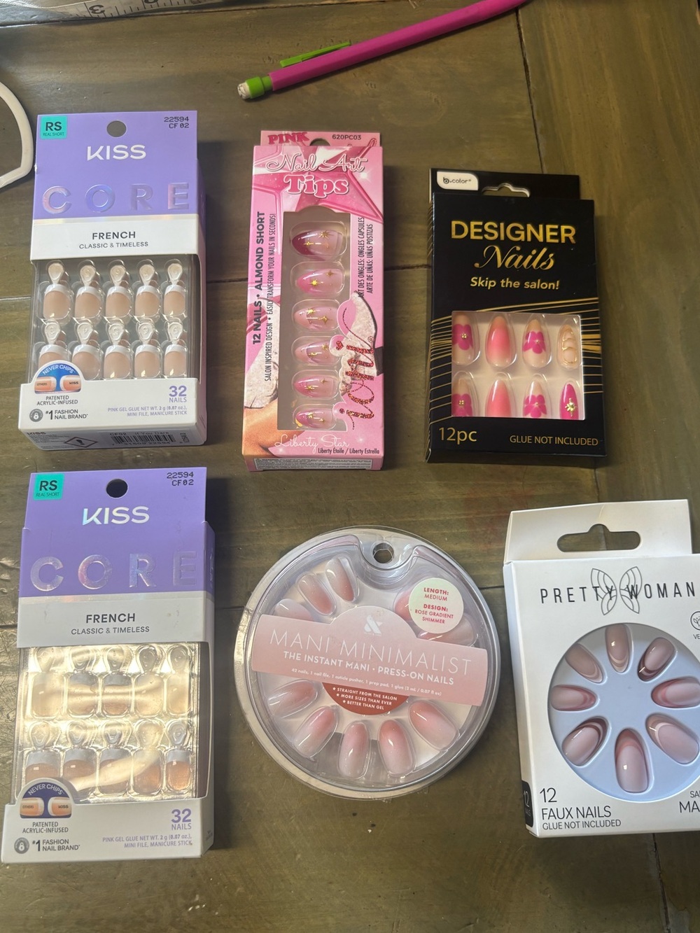 Lot of 6 new packs of kiss, Olive & June, dollar Tree glue on nails. Retail 39.